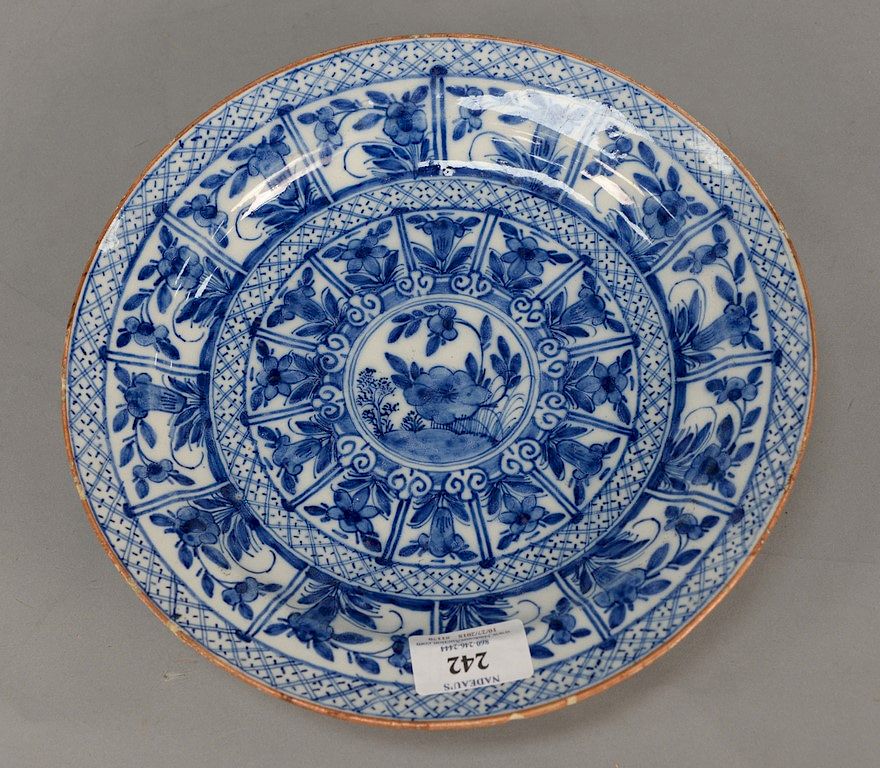 Appraisal: Delft blue and white tin glaze plate marked AK monogrammed