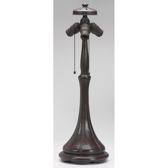 Appraisal: Handel lamp base three-socket form in bronzed metal original patina