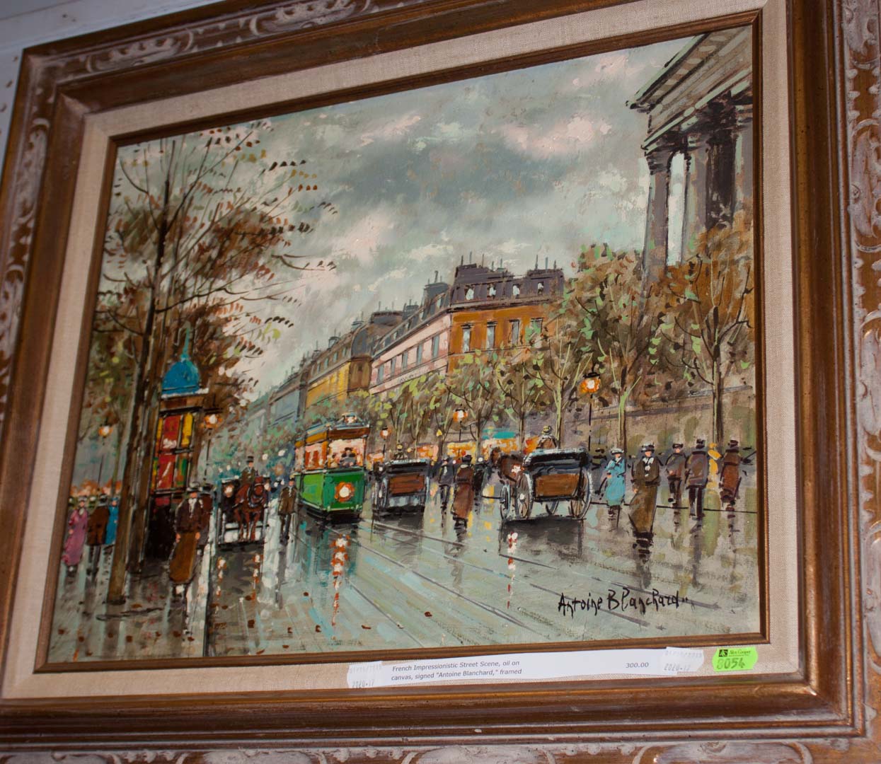 Appraisal: After Antoine Blanchard Impressionistic oil Paris Streetscape framed