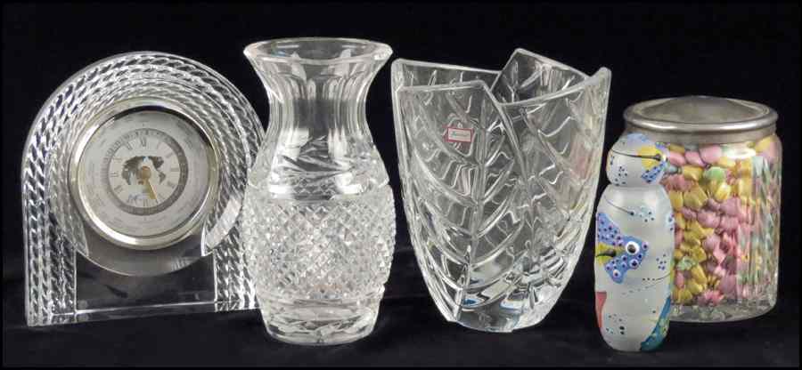 Appraisal: BACCARAT CRYSTAL VASE Together with a Hoya crystal clock a