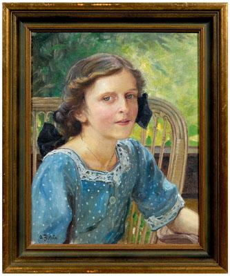 Appraisal: Anton Filkuka painting Austrian - portrait of young girl seated