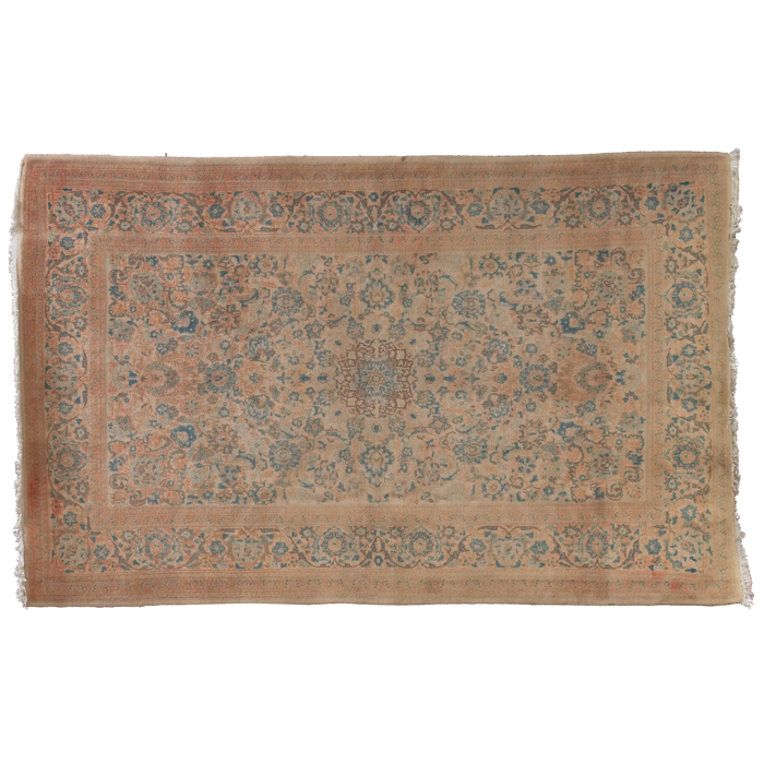 Appraisal: Persian Kashan rug c floraldesign on an ivory field minor