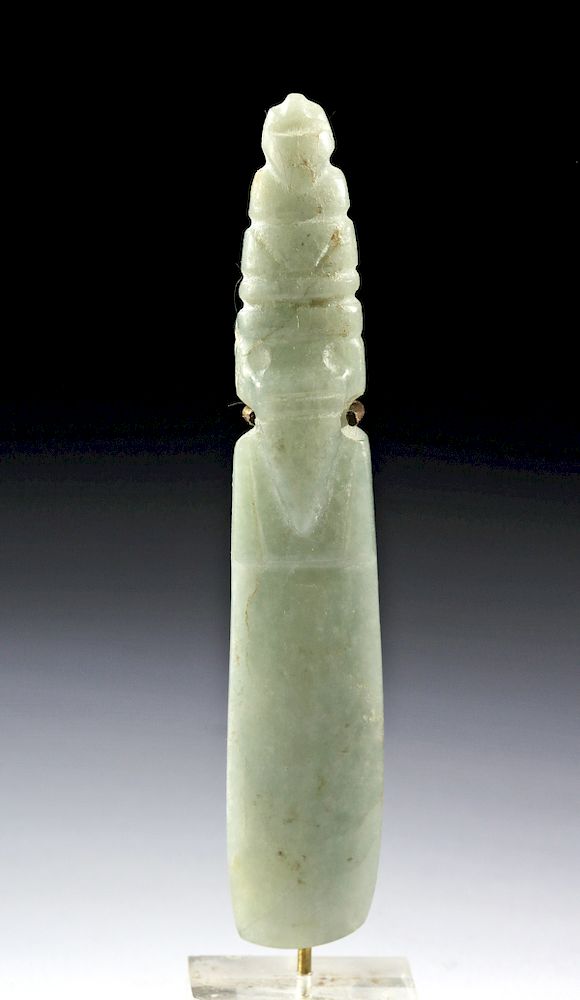 Appraisal: Delicate Costa Rican Jadeite Stone Celt - Avian Pre-Columbian Costa