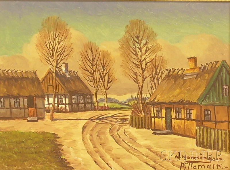 Appraisal: Continental School th Century Village Street View A Pillemark Denmark