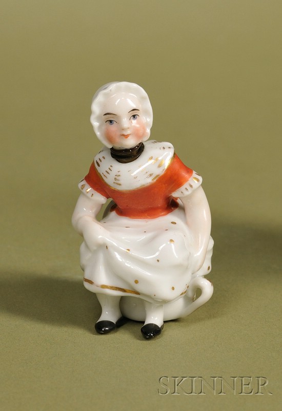 Appraisal: Porcelain Bottle Formed as a Lady on a Chamber Pot