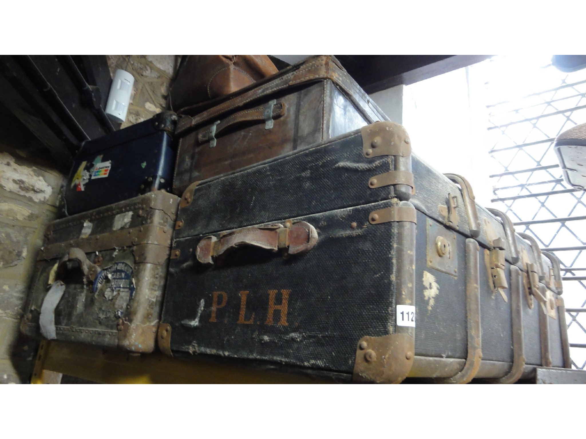 Appraisal: One lot of vintage luggage to include a lathe bound