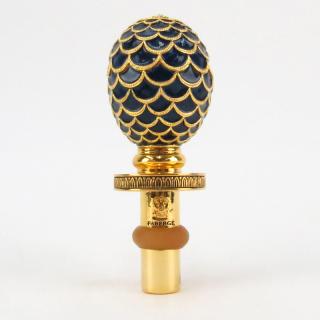 Appraisal: Modern German Faberge Gilt Metal and Enamel Bottle Stopper Modern