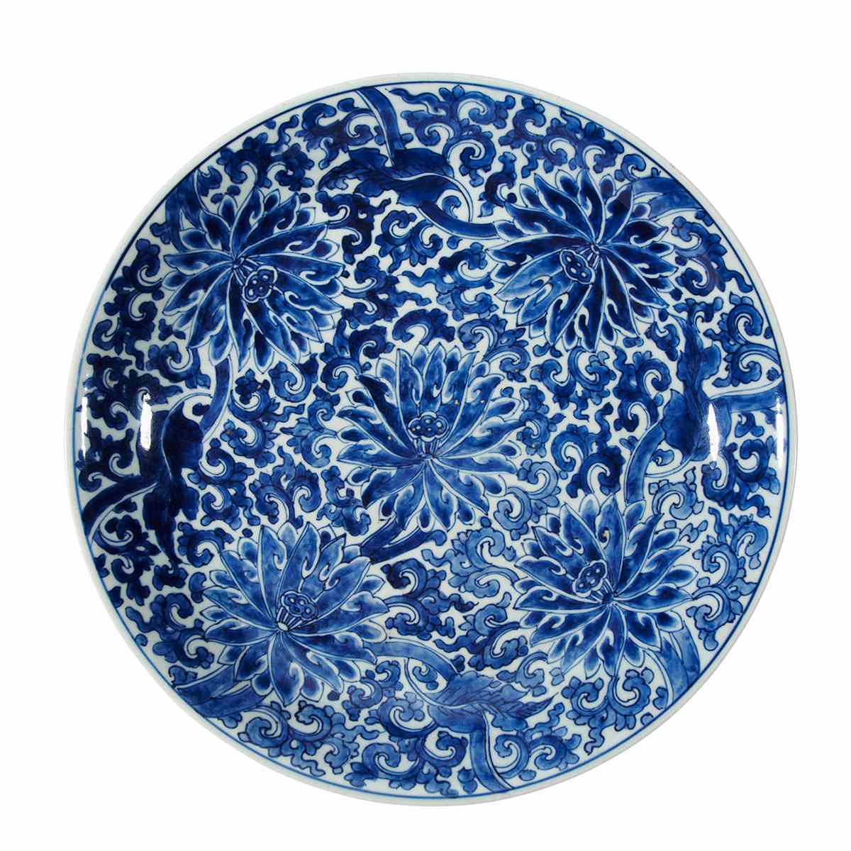 Appraisal: Large Blue and White Charger Kangxi Period - Contained within