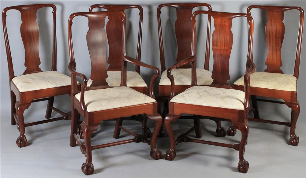 Appraisal: SET OF SIX QUEEN ANNE STYLE MAHOGANY DINING CHAIRS INCLUDING