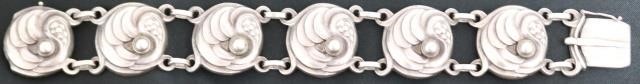 Appraisal: GEORG JENSEN STERLING SILVER BRACELET DENMARK ART NOUVEAU GRAPE AND