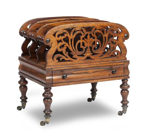 Appraisal: A mid- th century rosewood Canterbury Of four pierced divisions