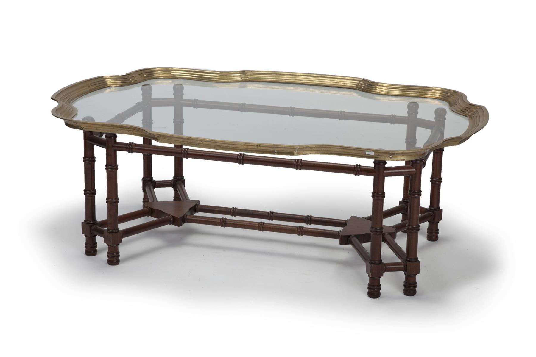 Appraisal: AMERICAN GLASS TOP COFFEE TABLE Second half- th century Turtle