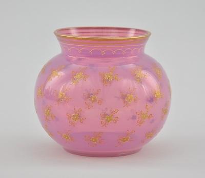 Appraisal: A Pink Opaline Glass Jar Decorated with gilt enameled flowers