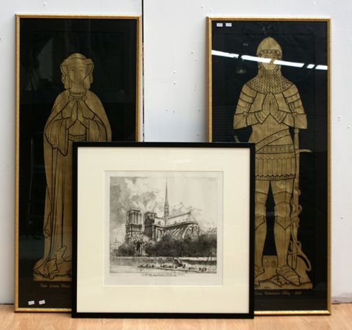 Appraisal: Three pictures including depictions of the brasses of General Sir