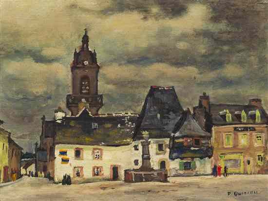 Appraisal: Pierre Quiniou th century Street Scene oil on panel signed