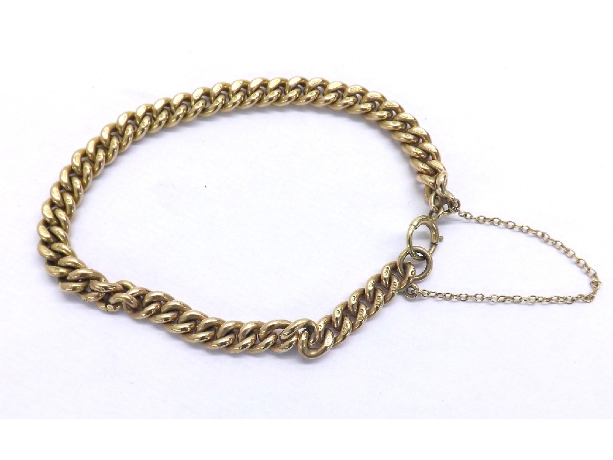 Appraisal: ct curb bracelet with safety chain each link hallmarked gm