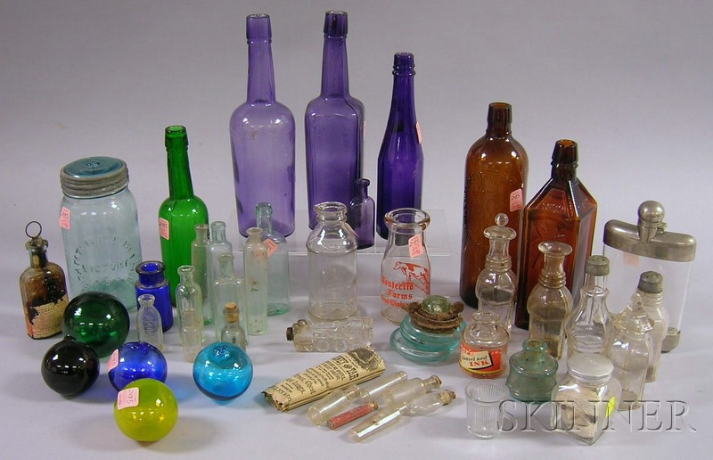 Appraisal: Approximately Thirty-nine Colored and Colorless Glass Bottles and Five Colored