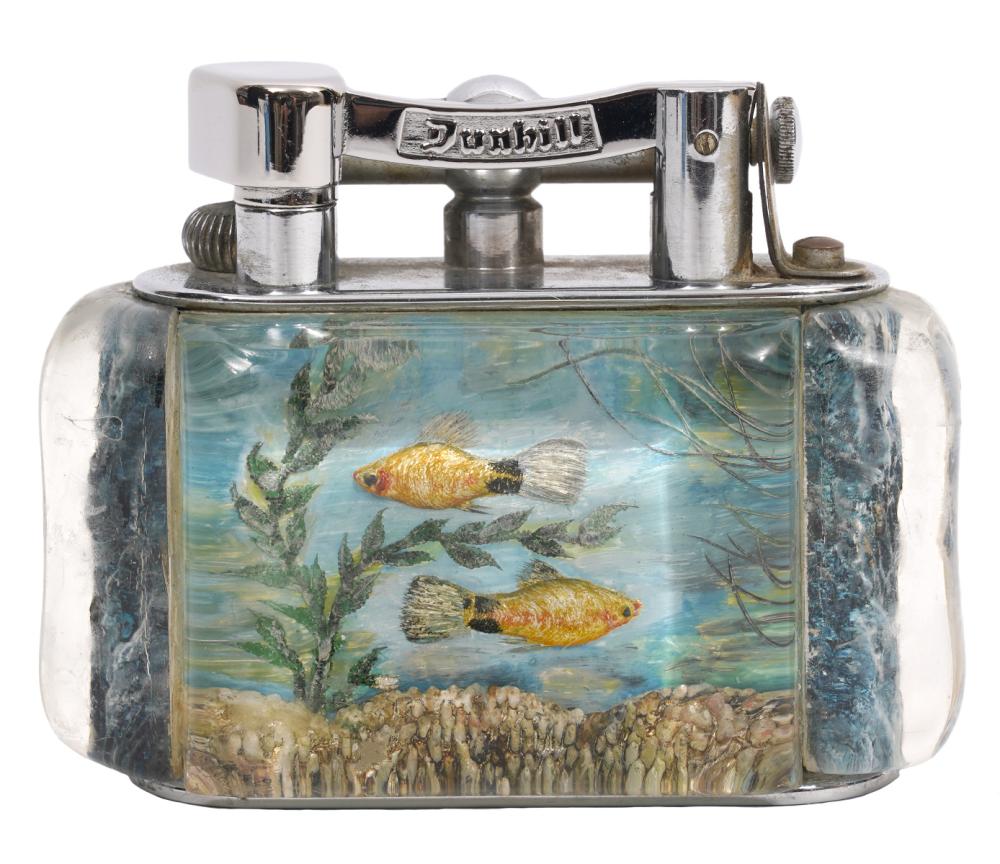 Appraisal: DUNHILL AQUARIUM TABLE LIGHTERDunhill English aquarium table lighter in lucite