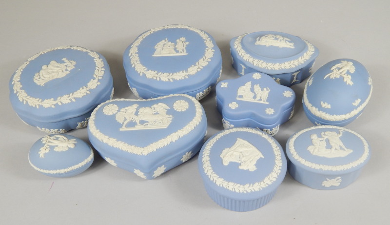 Appraisal: Various items of Wedgwood blue Jasperware all boxed and covers