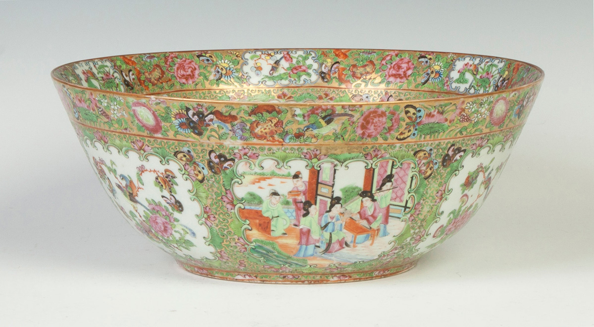 Appraisal: Chinese Export Rose Medallion Punch Bowl th cent