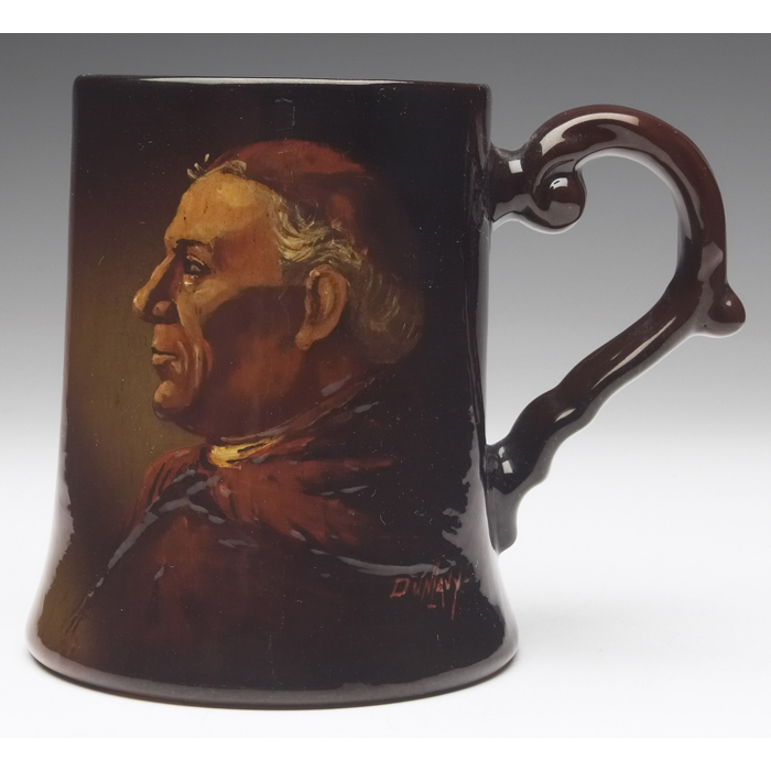 Appraisal: Rozane handled vessel brown glaze nicely painted portrait of a