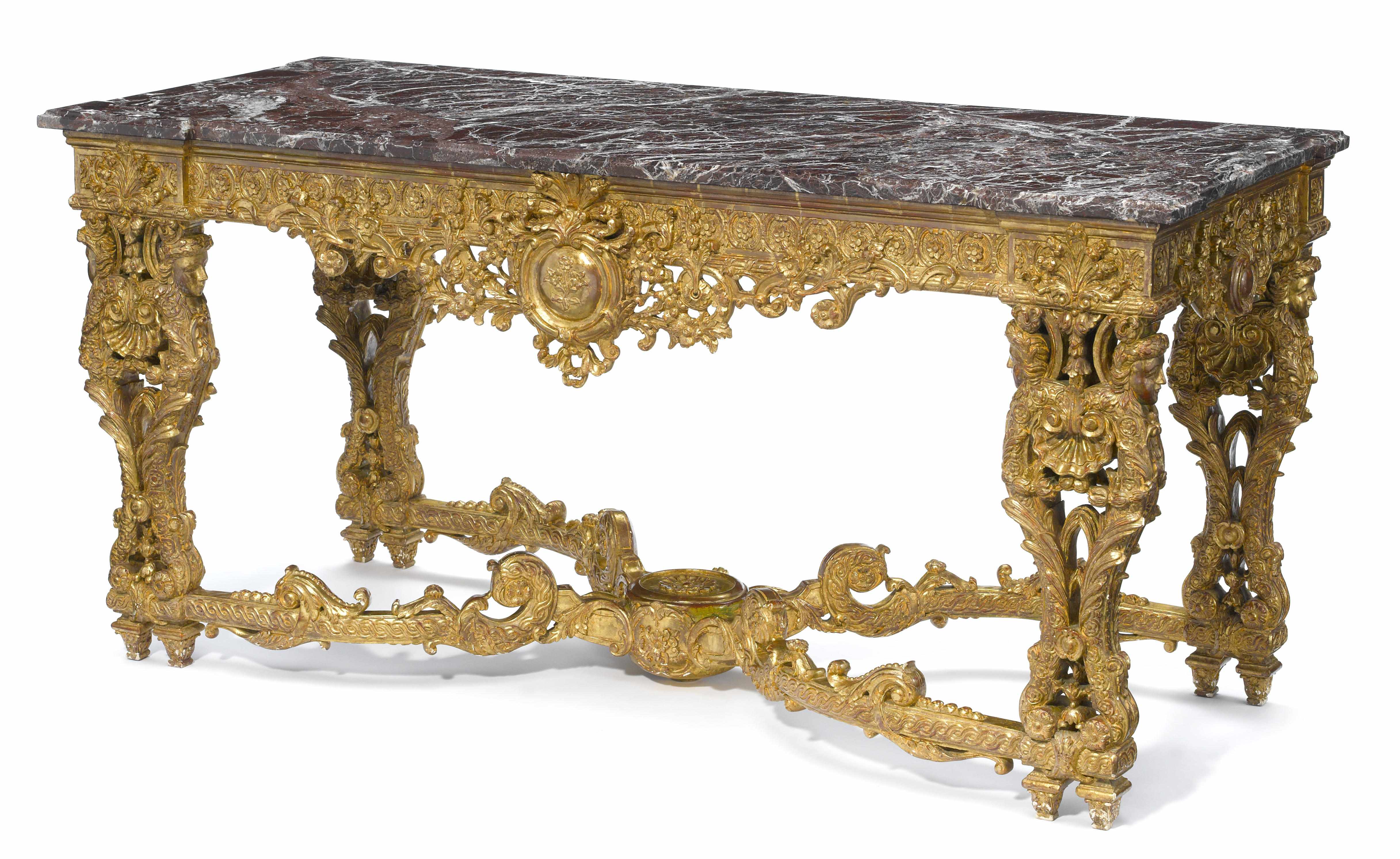 Appraisal: A Rgence style carved giltwood console second half th century