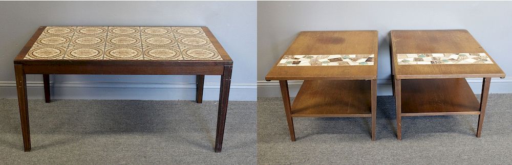 Appraisal: MIDCENTURY Swedish Tile Top Table By Moreddi Together with a