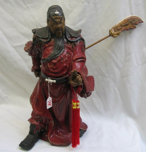 Appraisal: A TERRA COTTA FIGURE depicting a Chinese warlord hand painted