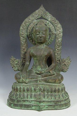 Appraisal: SEATED BRONZE DEITY '' h x '' x '' age