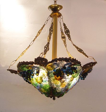 Appraisal: VENETIAN GLASS FLOWER GRAPES CHANDELIER Multi colored flowers grapes attached