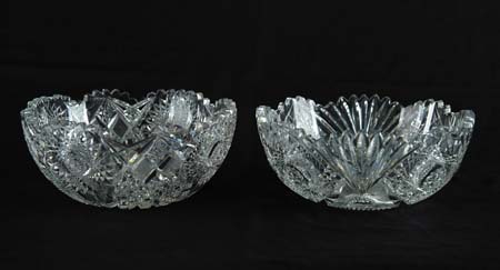 Appraisal: TWO CUT GLASS BOWLS Unsigned Brilliant cut pinwheel fan and