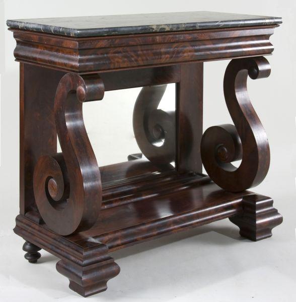 Appraisal: American Classical Pier Table ca black beautifully veined marble top