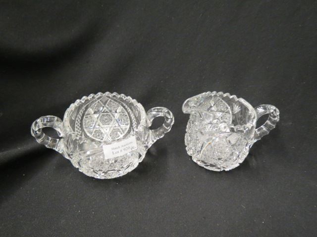 Appraisal: Cut Glass Creamer and Sugar oval medallion of starbursts brilliant