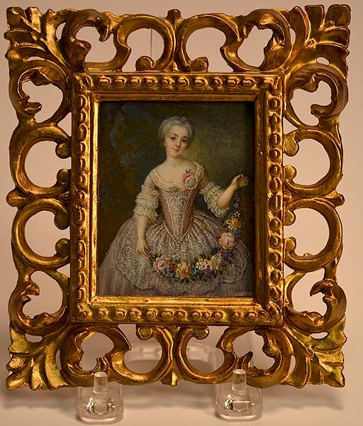 Appraisal: Highly detailed th C miniature on ivory of Marie Antoinette