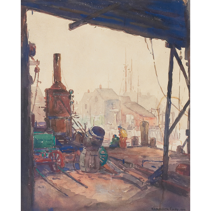 Appraisal: Harrison Cady American - ''Dockworkers '' c watercolor '' x