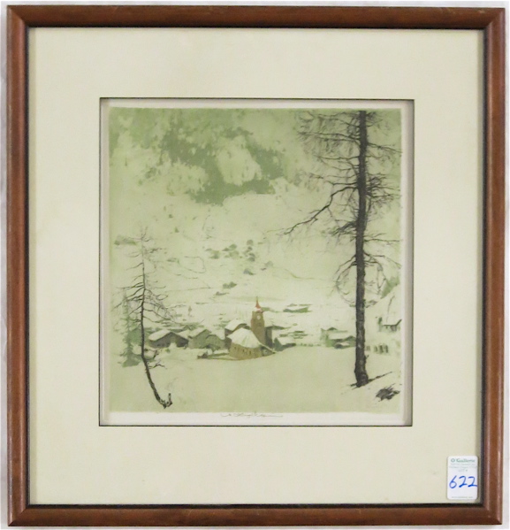 Appraisal: LUIGI KASIMIR ETCHING AND AQUATINT Austria - Corvara Italy winter