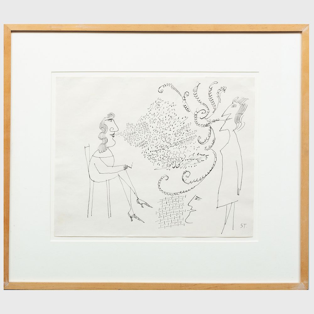 Appraisal: Saul Steinberg - Untitled Two Women Talking Ink on paper