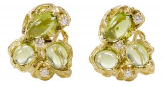 Appraisal: kt Diamond Peridot Earclips free-form design each with three round