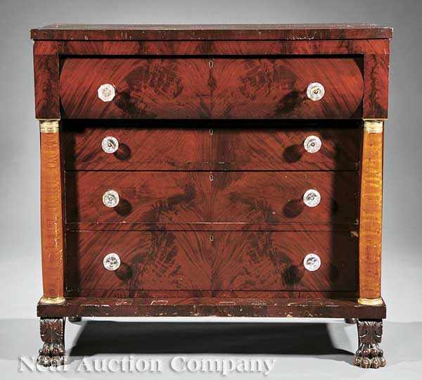 Appraisal: An American Late Classical Mahogany Maple and Bronze-Mounted Chest of