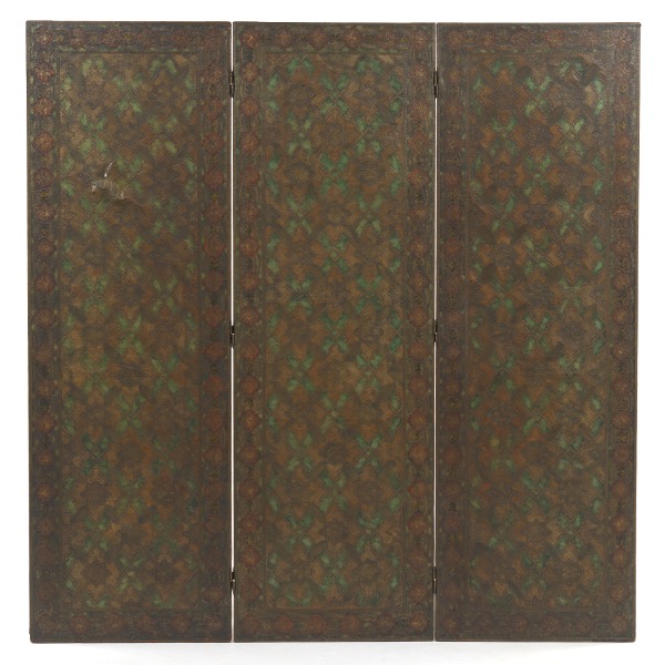 Appraisal: LEATHER SCREEN FROM THE FIRESTONE ESTATE AKRON OHIO x Tooled