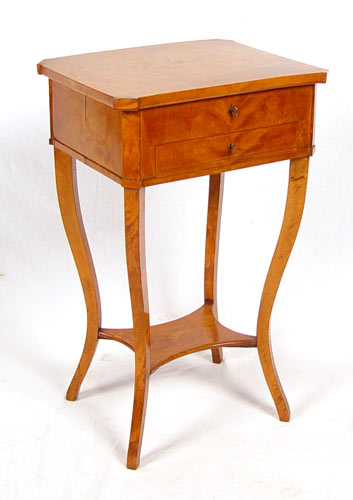 Appraisal: BIEDERMEIER SEWING TABLE STAND Lift top sewing stand with compartmented