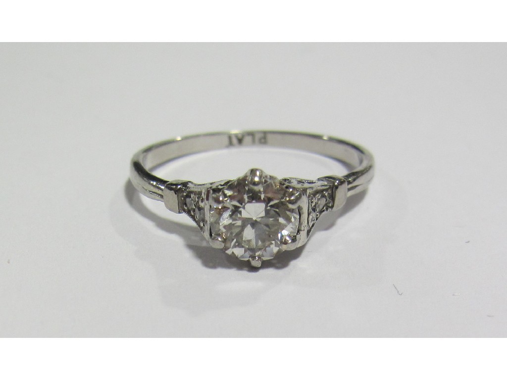 Appraisal: Platinum diamond solitaire ring with round brilliant cut diamond measuring