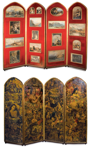 Appraisal: Victorian Style Decoupage Four-Panel Folding Screen Estimate -