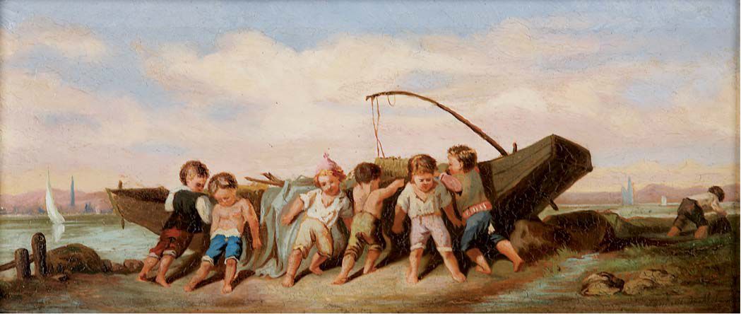 Appraisal: Francois-Louis Lanfant de Metz French - Children at the Seashore