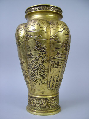 Appraisal: An early th century Japanese brass vase the lobed body