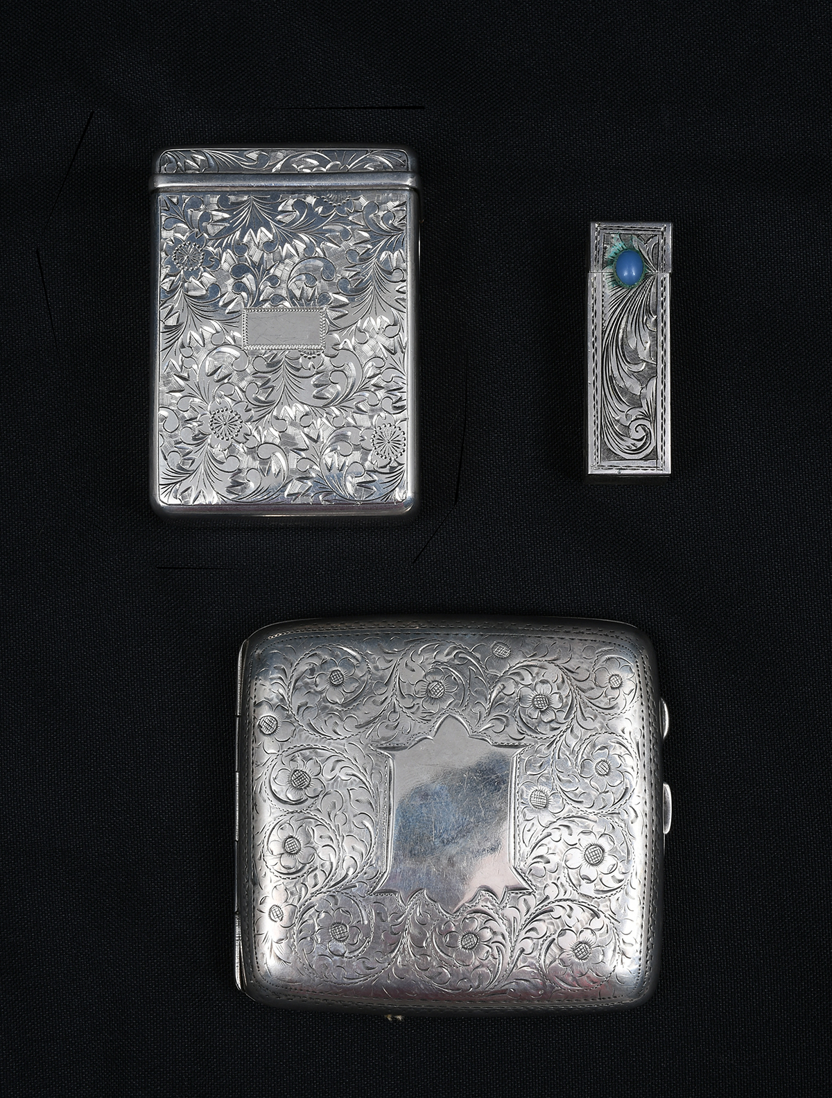 Appraisal: PC SILVER CIGARETTE LIPSTICK CASES Comprising - English Silver Joseph