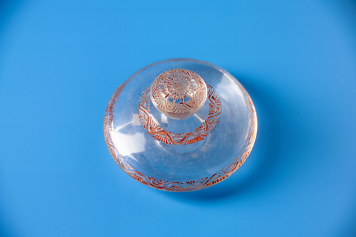 Appraisal: R LALIQUE Perfume bottle Lentilles clear and frosted with sepia