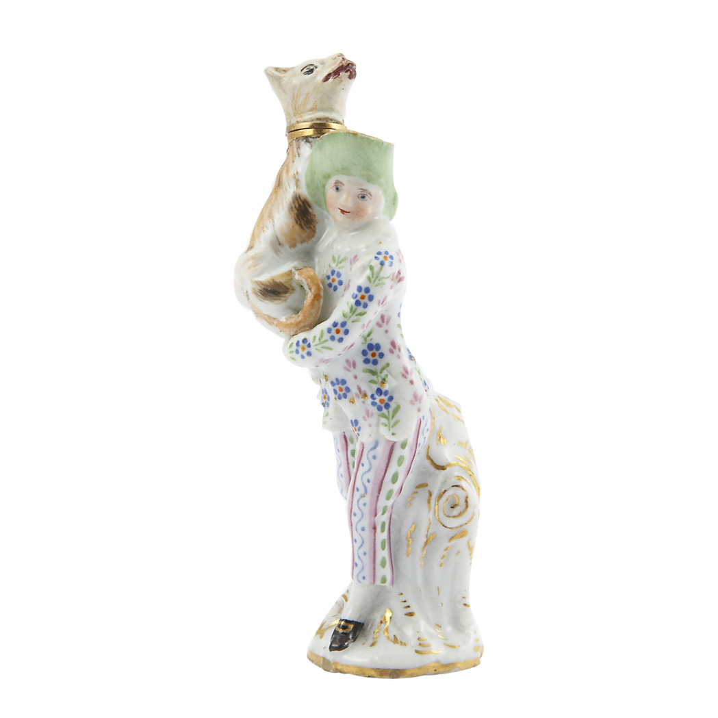 Appraisal: Continental Porcelain Scent Bottle Probably Meissen late th century Modeled