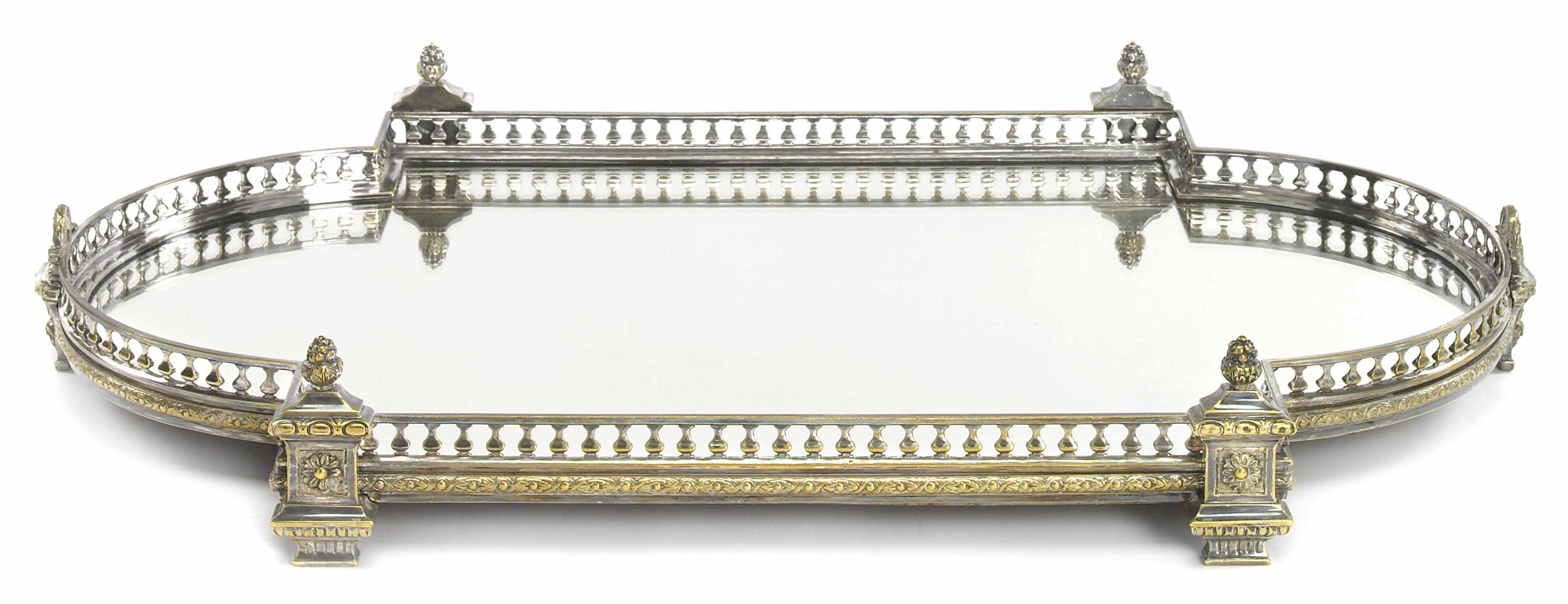 Appraisal: A French galleried mirror plateau Late th century Of rectangular