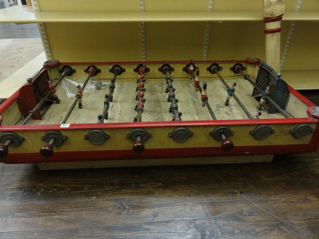 Appraisal: A vintage bar table football with painted timber frame raised